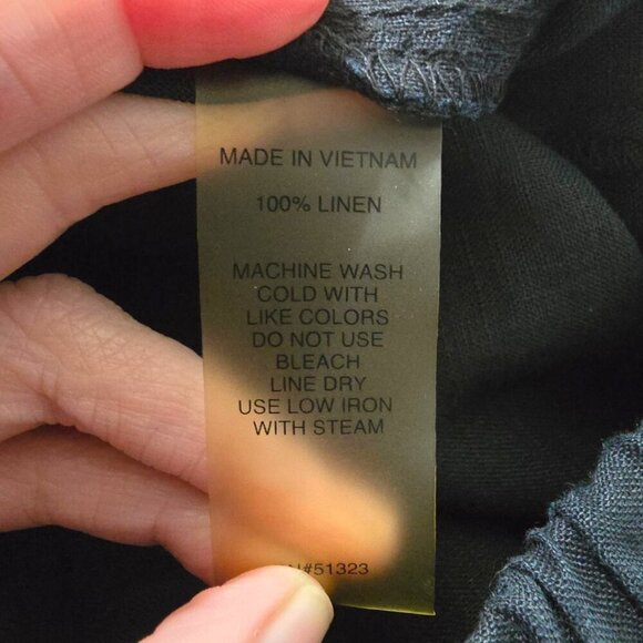 Chaus Navy Linen Minimalist Drawstring High Rise Wide Leg Pants Sz S - Picture 7 of 7